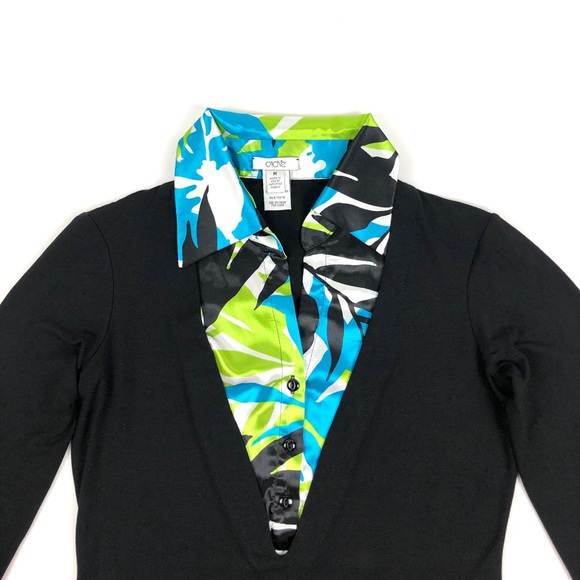 Cache Printed Blouse Layered Sweater Combo Top - Picture 3 of 8